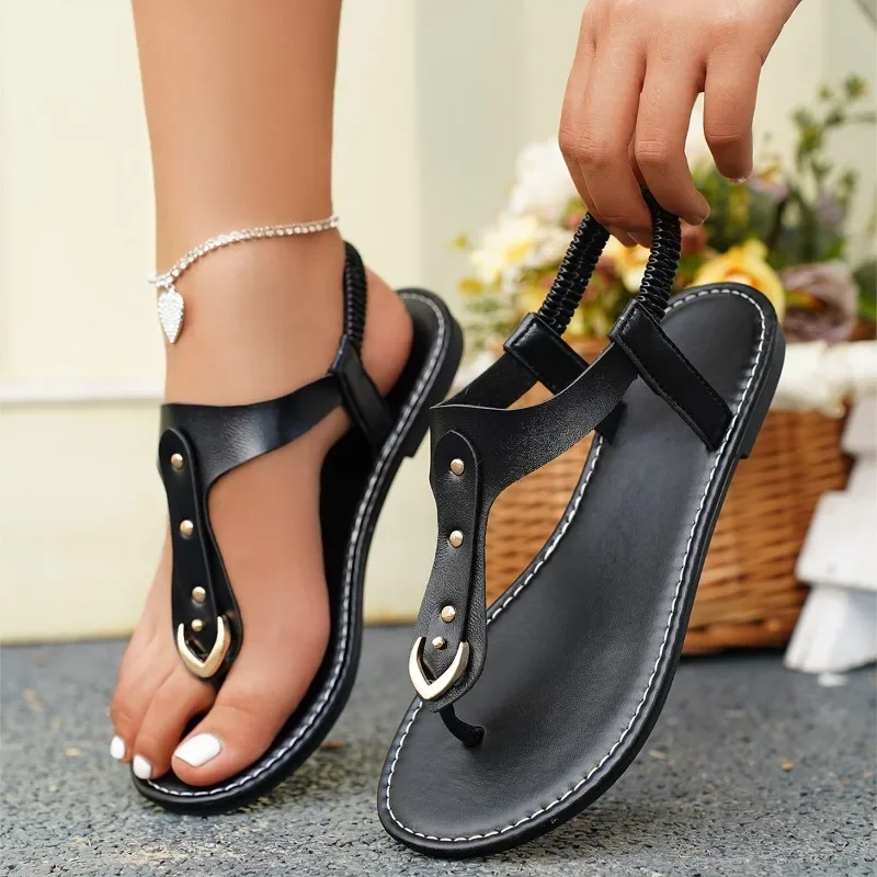 

Woman Flat Sandals PU Women's Shoes Buckle Foreign Trade Comfortable Nationality Wind Summer Sandals