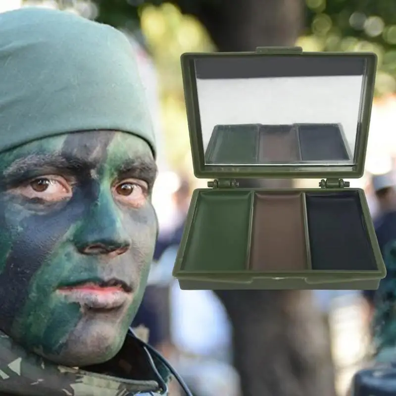 Colors Makeup Long Lasting Camos Face Body Paint with Mirror Compact Camos Concealment Face Paint Camouflage Oil Camouflage