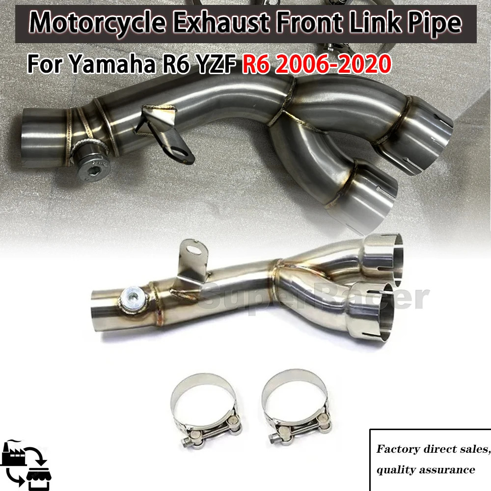 

Fit For Yamaha R6 YZF R6 2006-2020 Exhaust Muffler Y Mid Pipe Link Motorcycle Link Muffler Pipe Silencer System Eliminator YZFR6