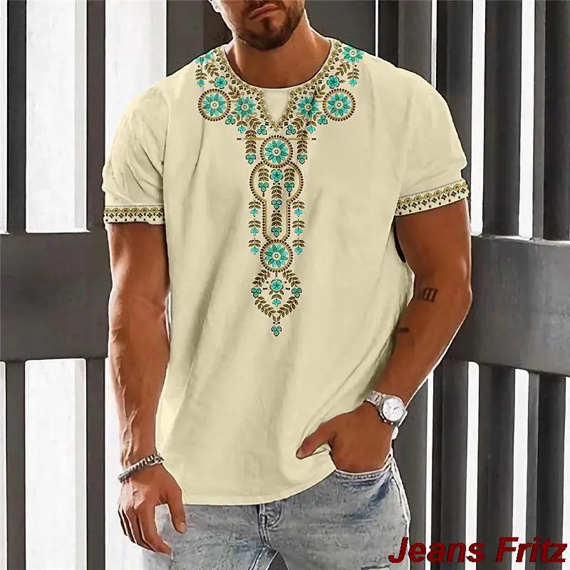 Vintage Ethnic T-shirt 3D Print Clothing O-Neck Men Tops Oversized Short Sleeve Tee Summer Loose Male Streetwear Mens Clothes