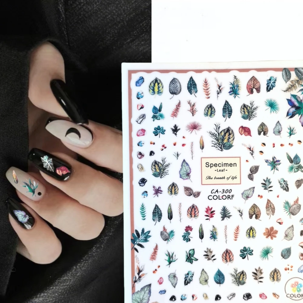

1 sheet Leaves Plant New 3D Nail Art Stickers Nail Decals for Manicure fashion Design DIY Happy Accessories