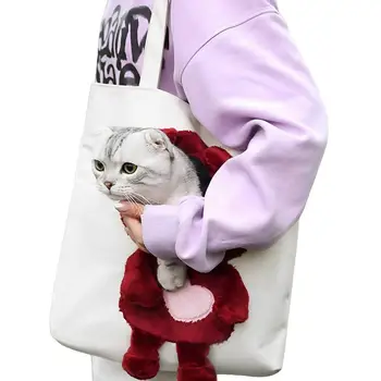 Bolso de hombro de lona para gato, bolsa de pecho con forma de Animal, portátil, para viajar, senderismo, caminar 1