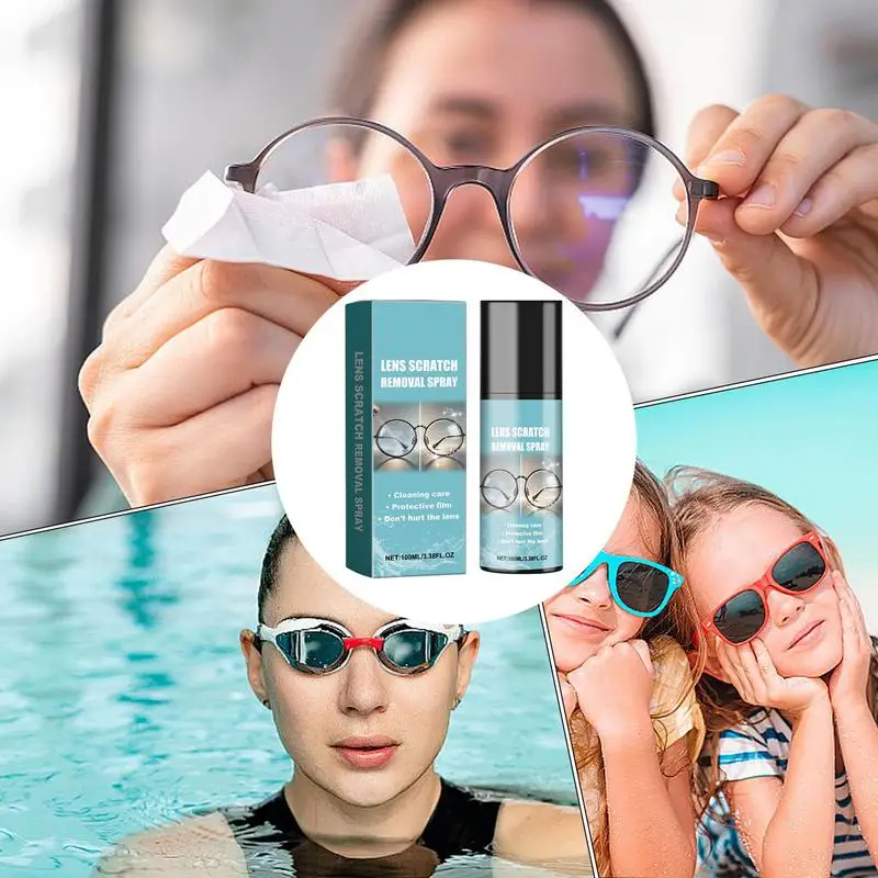 Glass Cleaner Lens Cleaner Spray 100ML for Glasses Sunglasses Eyeglass Cleaning Anti Fog Scratch Removal