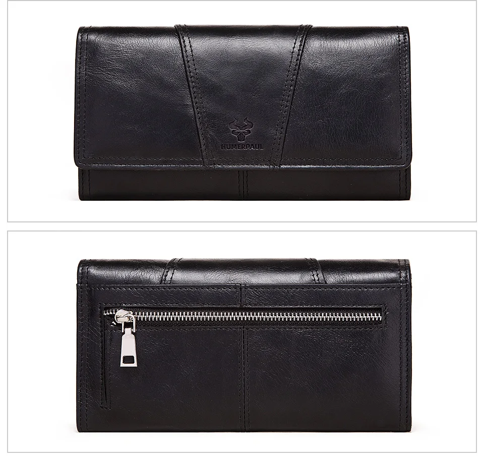 Modische lange Damen-Geldbörse aus echtem Leder, Clutch-Geldbörsen mit Handytasche, Mutifuctiona Damen-Handtaschen mit RFID-Kartenhalter – Detail 17