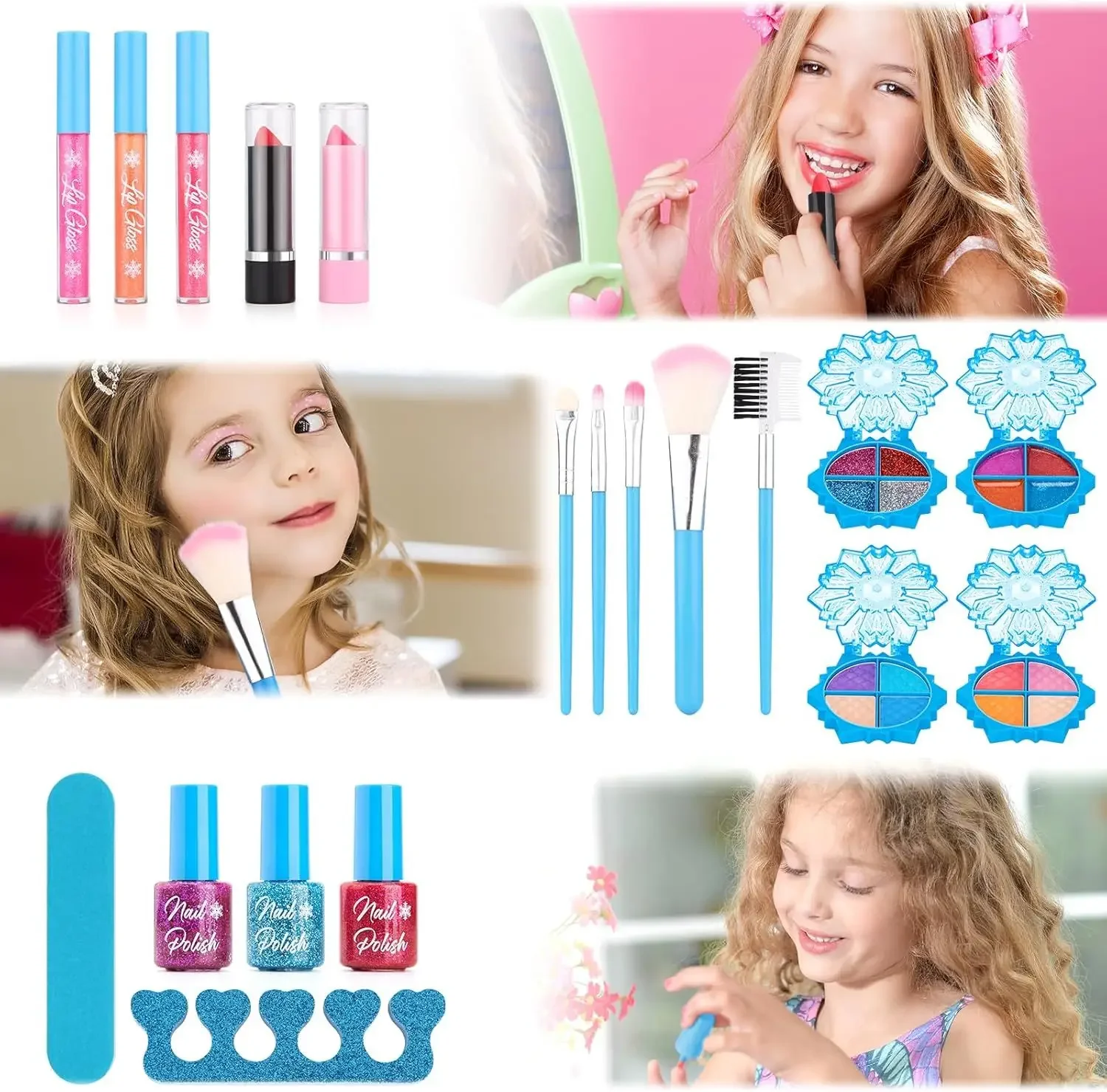 Girls Kids Makeup Set, Washable Makeup Set for Little Girls Princess Real Cosmetics Beauty Set, Gift for Toddler Girl Role Play