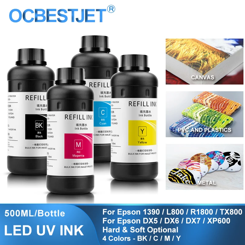 4×500ML LED UV Ink For DX4 DX5 DX6 DX7 DX10 TX800 XP600 Printhead Epson 1390 L800 L1800 L805 R1800 R1900 Modified Printer | Компьютеры и