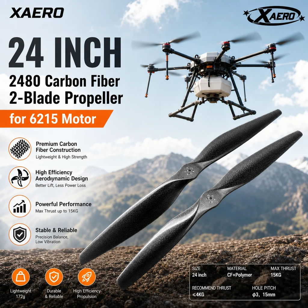 XAERO 24 Zoll 2480 Kohlefaser 2-Blatt-Propeller für 6215 Motor
