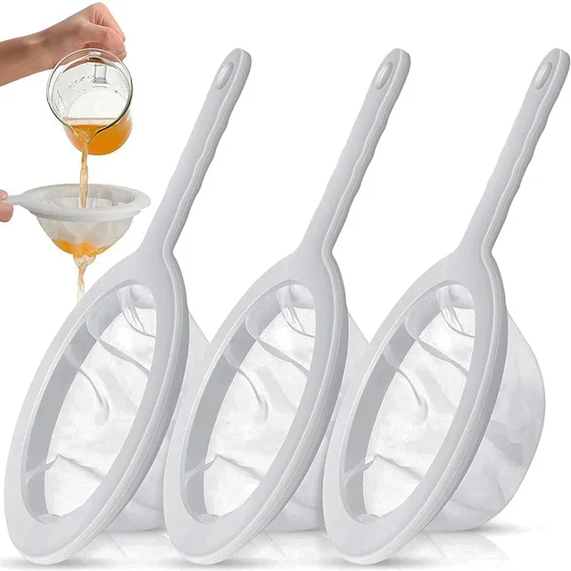 Filtre ultra fin en nylon réutilisable, 100/200/400 mailles, passoire de cuisine, cuillère, tamis, lait de soja, jus, café, aliments 1