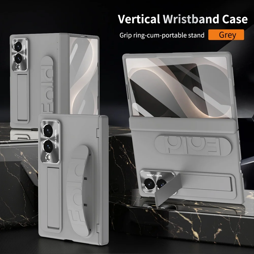 Portable Silicone Wrist Strap Case with Glass Film Protection and Stand Feature