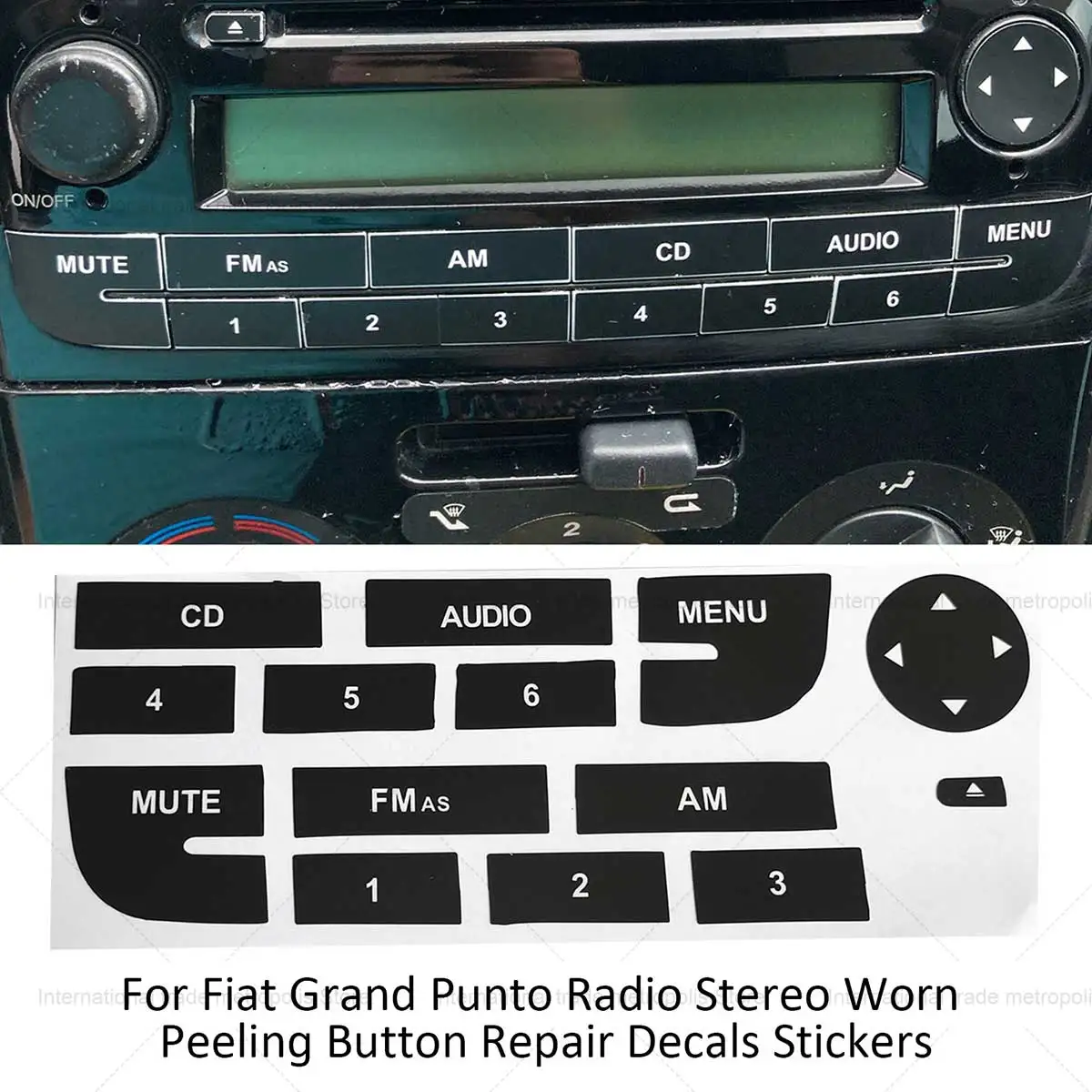 Car Radio Button Repair Sticker For Fiat Grand Punto Radio Stereo Worn