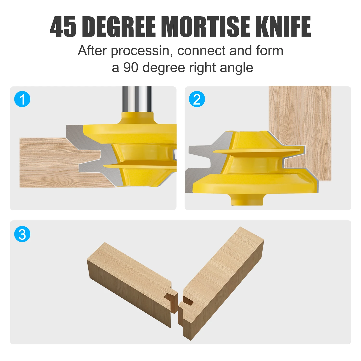 1/2 1/4 6 8mm Shank Tenon Milling Cutter 1PC 45&deg; Degree Lock Miter Router Bit For Woodworking Slotting Trimming Machine Tool