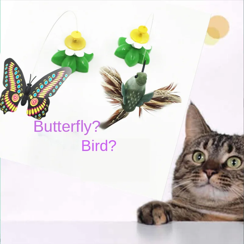 Electric Cat Toy Butterfly Birdie Funny Cat Stick Electric Flutter