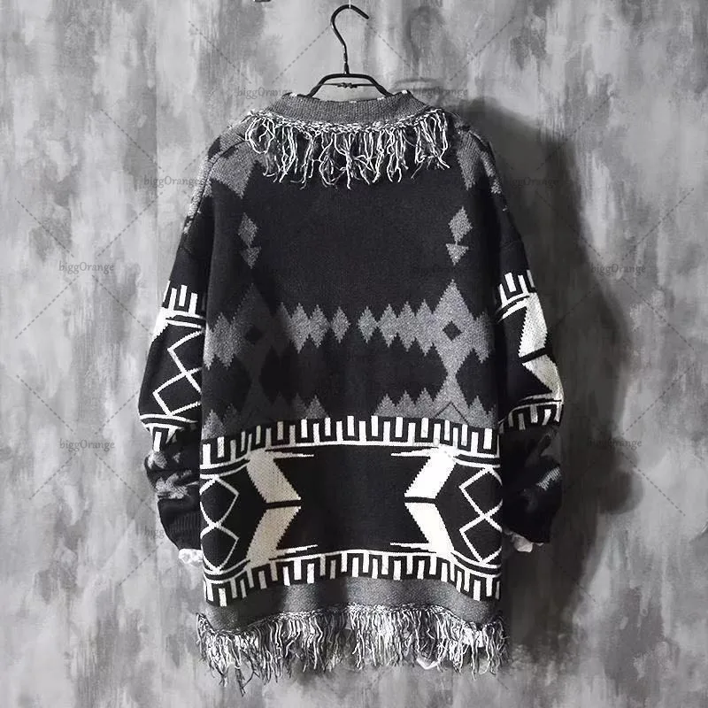 2025 New Korean Trendy Street Hip-hop Casual Loose Sweater Men Retro Y2K Harajuku Fashion Versatile Oversized Sweater Women 3