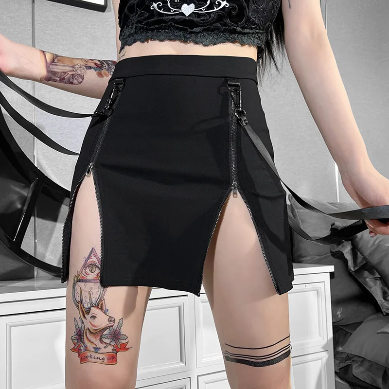 Goth Mini Skirt High Waist | Mini Skirt High Gothic | Black