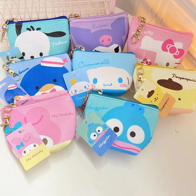 

Kawaii Sanrioed Pochacco Cinnamoroll Kuromi Anime Figure Coin Purse Storage Bag Portable Exquisite Animation Peripherals Gif