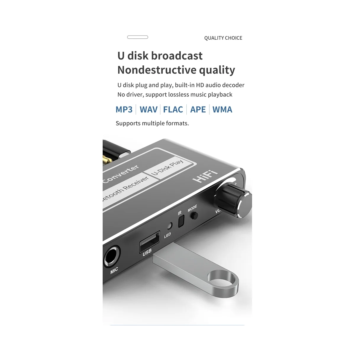 

HIFI Bluetooth 5,2 аудио приемник коаксиальный/микрофон/USB U-диск вход 3,5 мм/L R RCA выход беспроводной адаптер для KTV автомобильный динамик