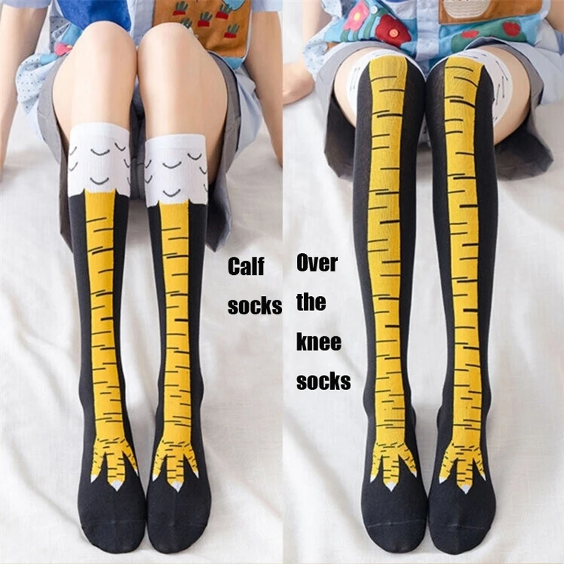 

Funny Chicken Paw Stocking Over-knee Pressure Thin Leg Long Stockings Women Spring Autumn Winter Middle High School Girls Socks