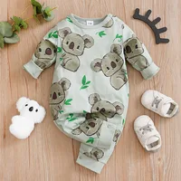 Spring And Autumn Boys And Girls' Cute Cartoon Kaola Full Print Cotton Comfortable Long Sleeve Baby Bodysuit 2