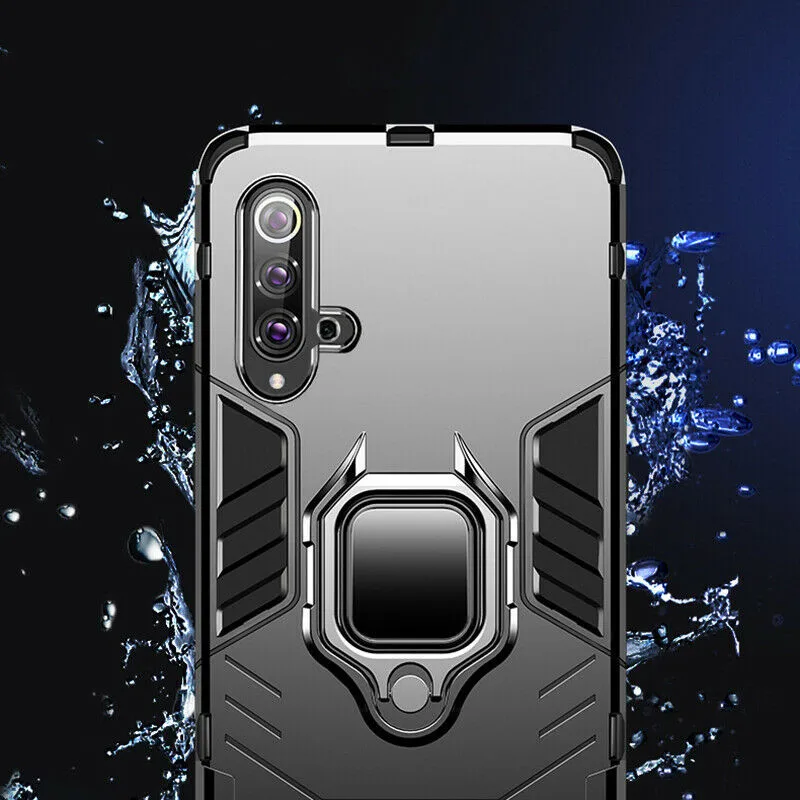 Luxury Armor Ring Case with Car Adsorption Magnetic Holder and Stand Coque Cover