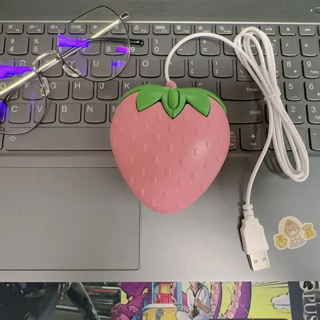かわいいピンクのイチゴのマウス,USBインターフェイス,ゲーマー