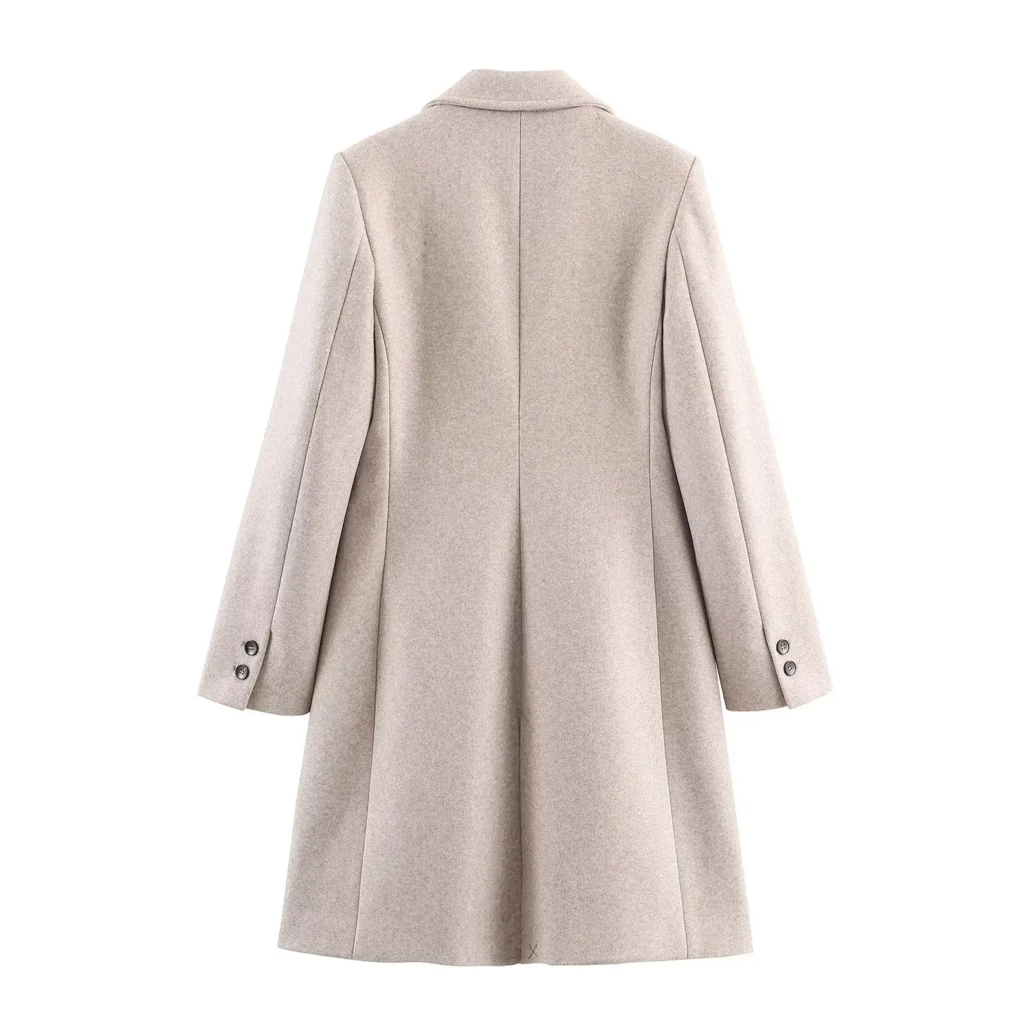 Women's Casual With Shoulder Pad Overcoat Femaleturn Down Collar Button Long Sleeve Outwear Autumn Winter Lady Commuting Coat