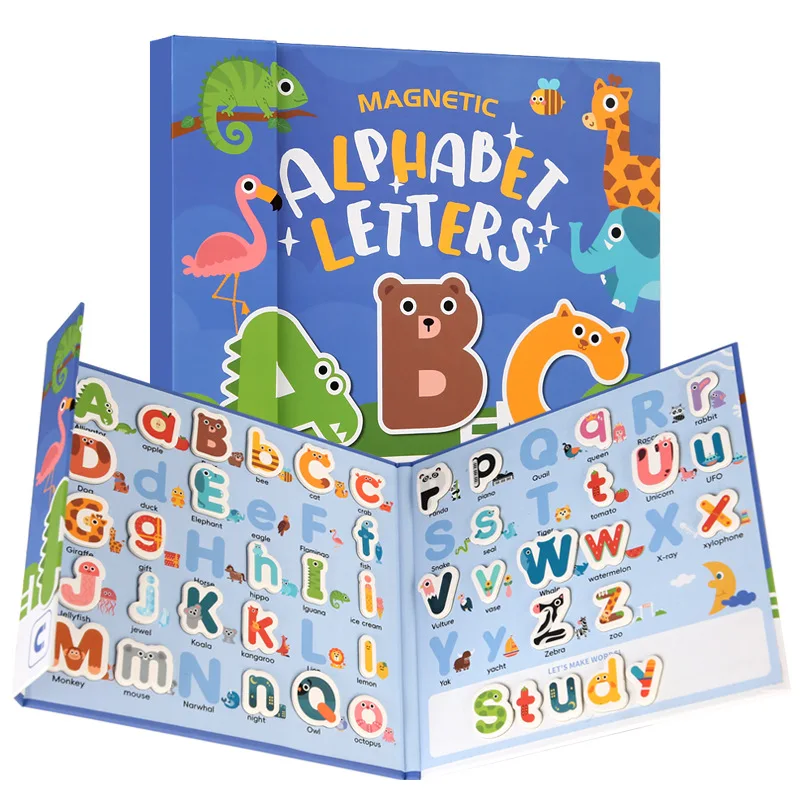 Busy Quiet Book Montessori Magnetic English Letters Card Pairing Exercise Puzzle Spelling Game Teaching Aids Education Toys Gift 4