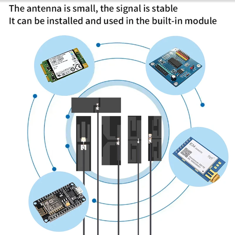 10개 듀얼 밴드 2.4GHz 2.4G 5GHz 5.8G WiFi 안테나 PCB 보드 옴니 고이득 8dBi 내장 FPC 패치 안테나 (U.fl 커넥터 포함)