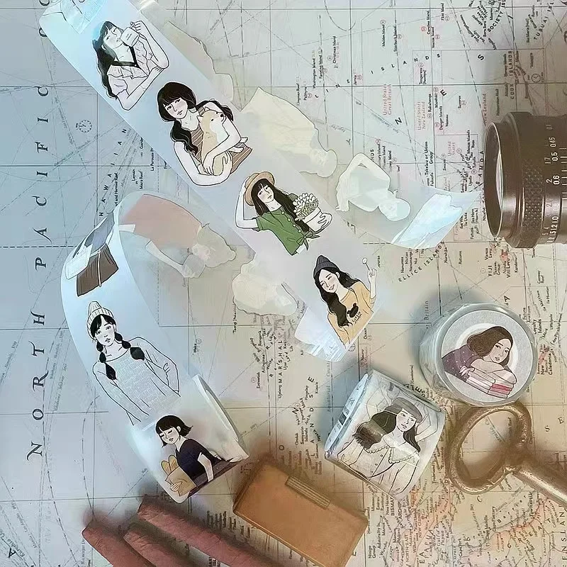 

Милая маленькая девочка Washi лента для изготовления открыток своими руками
