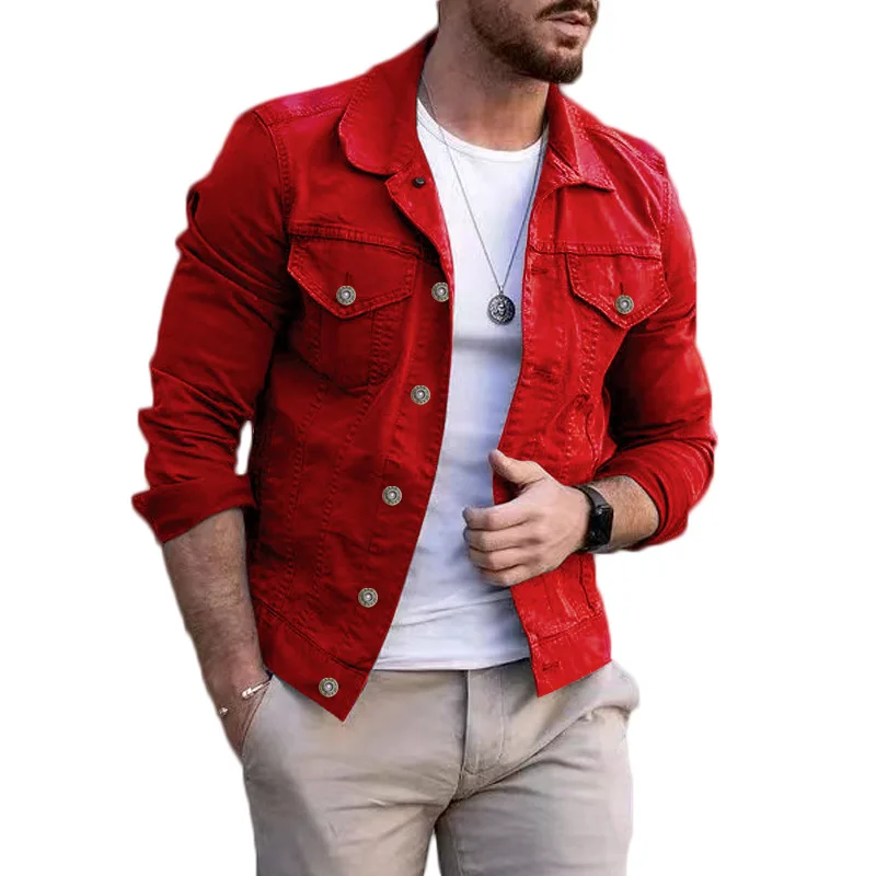 chaqueta mezclilla roja hombre