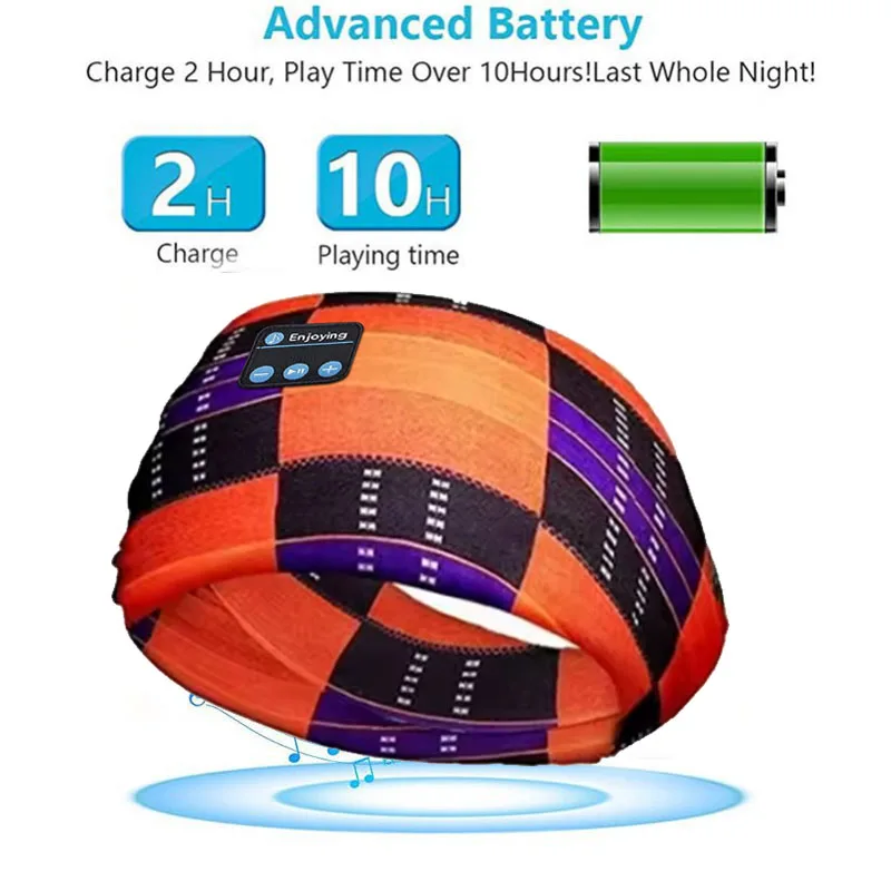 Wireless Bluetooth Headphones Headband Outdoor Elastic Sports Hair Band Music Earphones Bohemian Style Yoga Head Band Clear Call