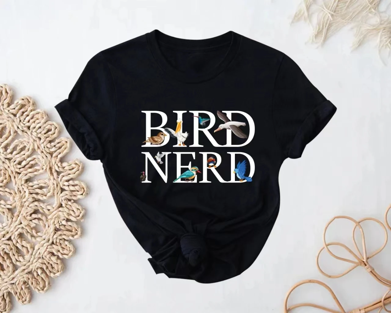 

Bird Nerd Slogan Women T-shirt Cutr Cartoon Classy Bird Print Female Shirt New Fashion Street Individuality Casual Comfort Tee