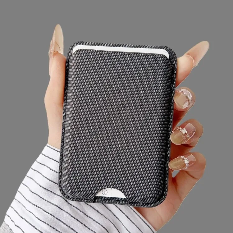 Magnetic Card Holder Wallet Clip with Tech Leather & Fabric - Universal Phone Case Stand