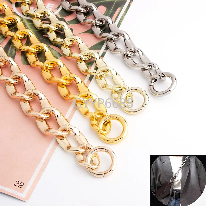 

34cm Long 27mm Width 4 Colors Zinc Alloy Gold Chain Bag Strap Purse Hardware Hand Bag Chain Strap with Hook