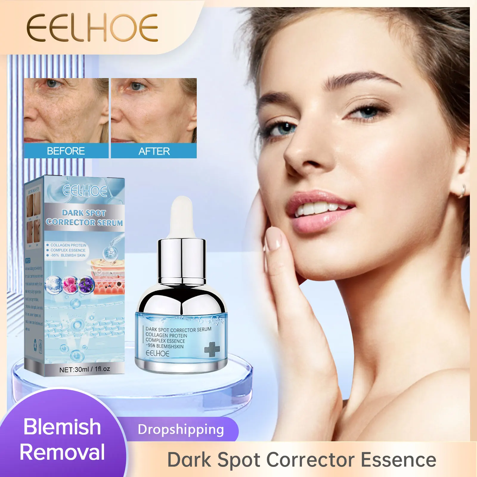 

Face Serum for Anti Dark Spots Collagen Lighten Melanin Melasma Removal Improve Dull Freckle Whitening Pigment Corrector Essence