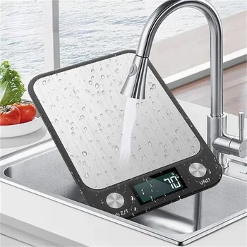 Kitchen Scale 15kg/1g Food Scale Stainless Steel Kitchen Scale Waterproof Scale Digital Food Baking Milk Vegetable Weight Scales