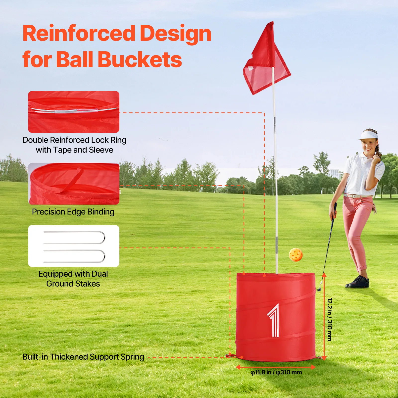 VEVOR 3/6/9 Hole Kids Backyard Golf Game Portable Bucket Golf Course Practice Chipping Games for Family Outdoor Yard Sports Toys 4