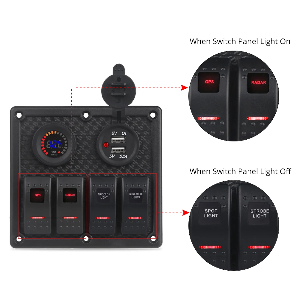 With-Digital-Voltmeter-Dual-USB-Port-12V-Outlet-Combination-Waterproof ...