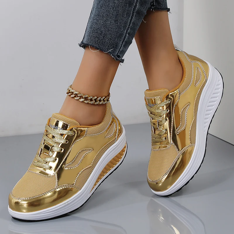 Кроссовки женские сетчатые на толстой подошве