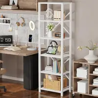 Multifunctional 6 Tier Bookcase Storage Shelf Narrow Organizer Living Room Bedroom Office Kitchen Plant Display 2