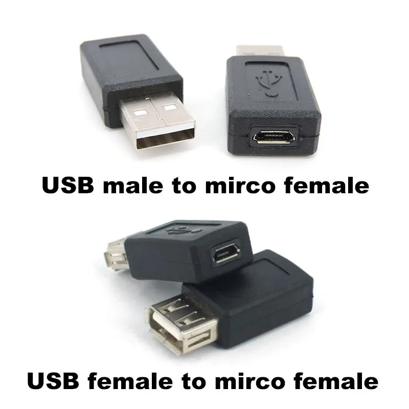 USB 2.0 Type A to Micro USB B Adapter Plug Converter
