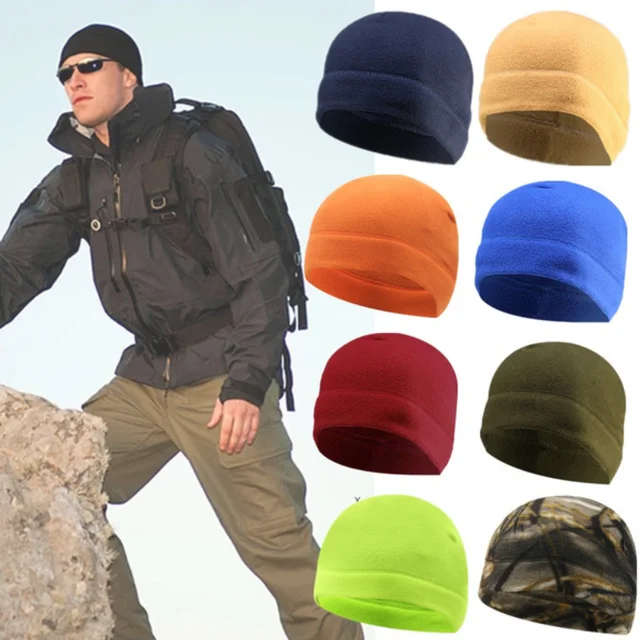  - Winter Men's Thermal Fleece Beanie Hat for Women Outdoor Sport Camo Warm Running Ski Bonnets Motocycle Bicycle Helmet Inner Cap
