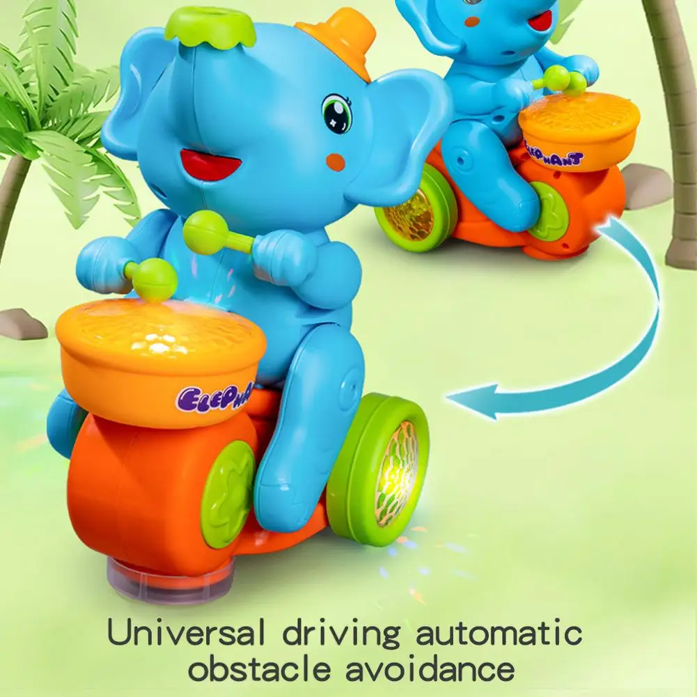Drumming Elephant Toy, Music Light Drumming Toy Car Cute Small Elephant Toys Car Parent Child Interactive Toy Games 4