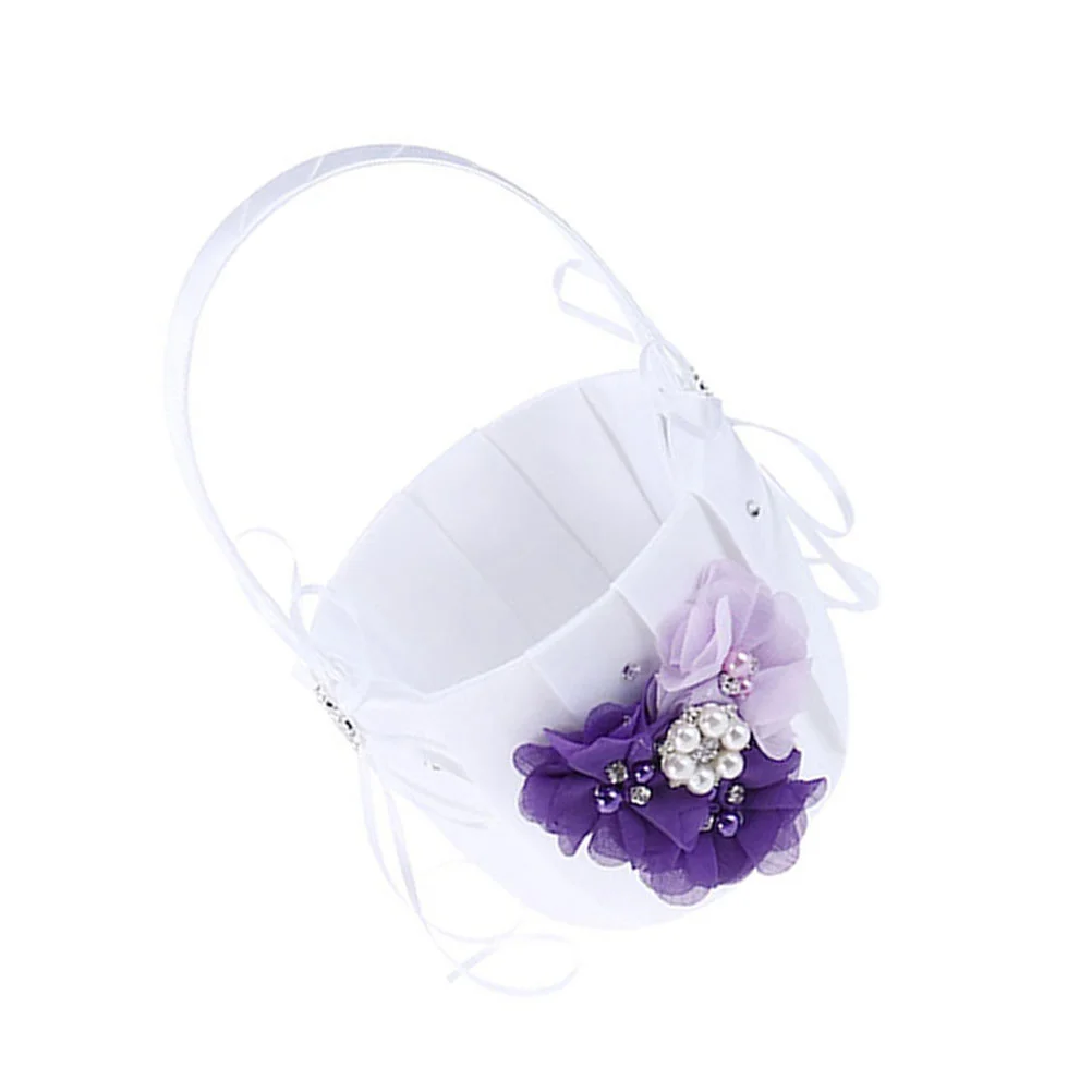 

1pcs Wedding Flower Girl Bride Basket Matrimony Processions Rose Petals Holder Ceremony Party Flower Girl Basket for Wedding