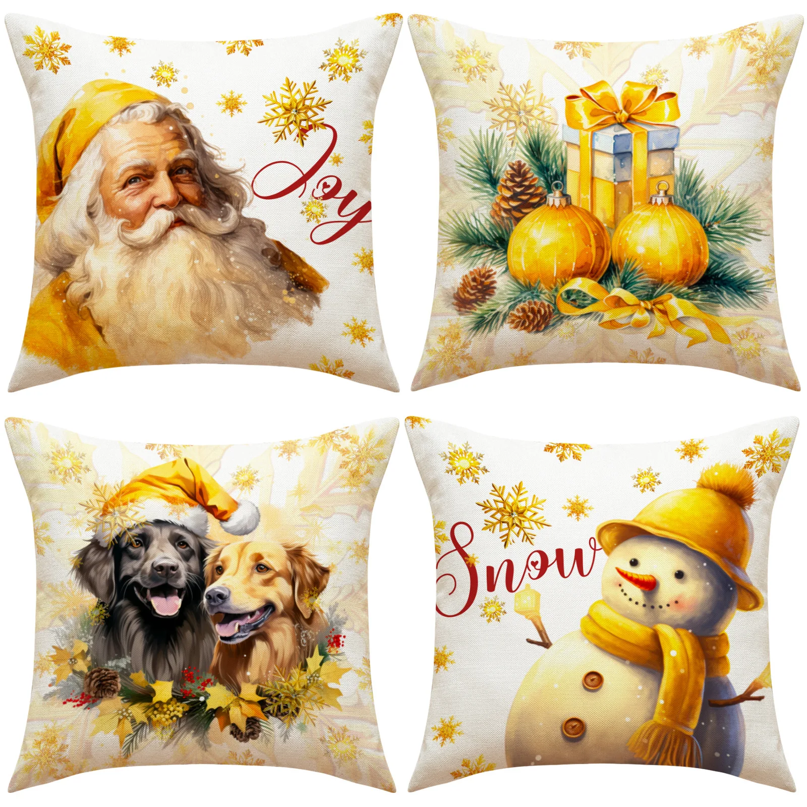 

45cmx45cm Christmas Pillowcase Cartoon Santa Claus Snowman Snowflake Pillow Cover Merry Christmas Decor for Home Cushion Cover