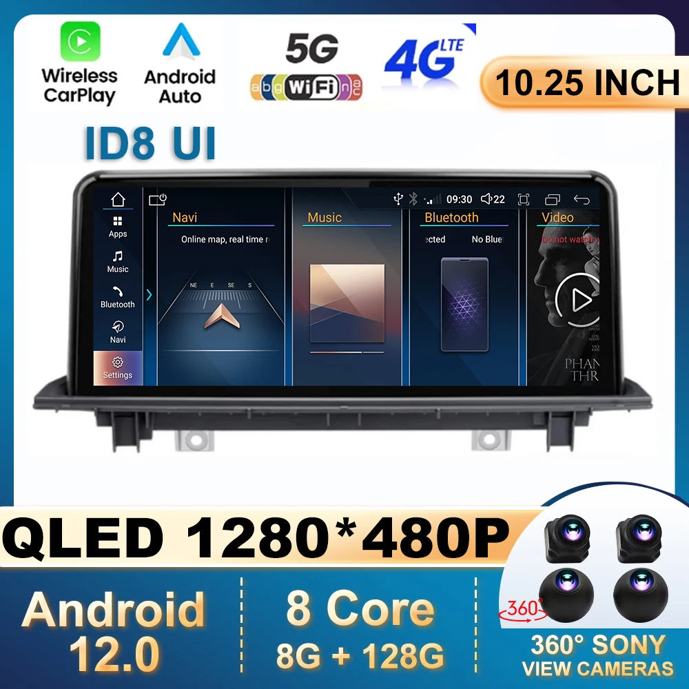 

10.25 Inch QLED Carplay 4G LTE Android 13 For BMW X1 F48 2016 2017 2018 NBT EVO System Auto Car Multimedia Radio GPS Navigation