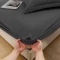 1PC imperméable à l'eau peau douce glaçage couleur unie bonnet de lit housse anti-poussière drap de couverture de matelas (fourreau d'oreiller et noyau d'oreiller non inclus) 3