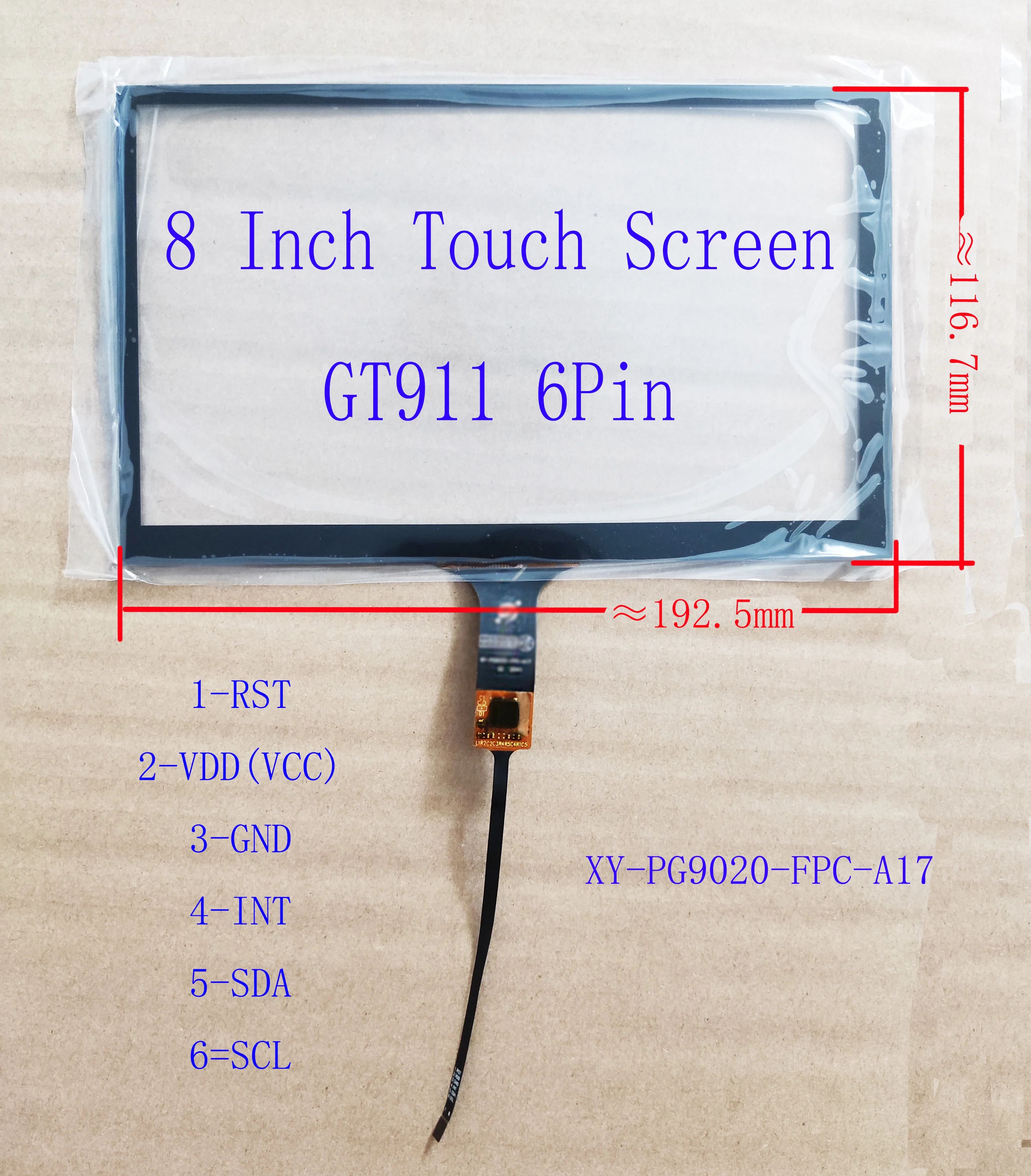 8 인치 터치스크린 디지타이저 센서 핸드 라이터 유리 패널 라디오 GT911 6P..