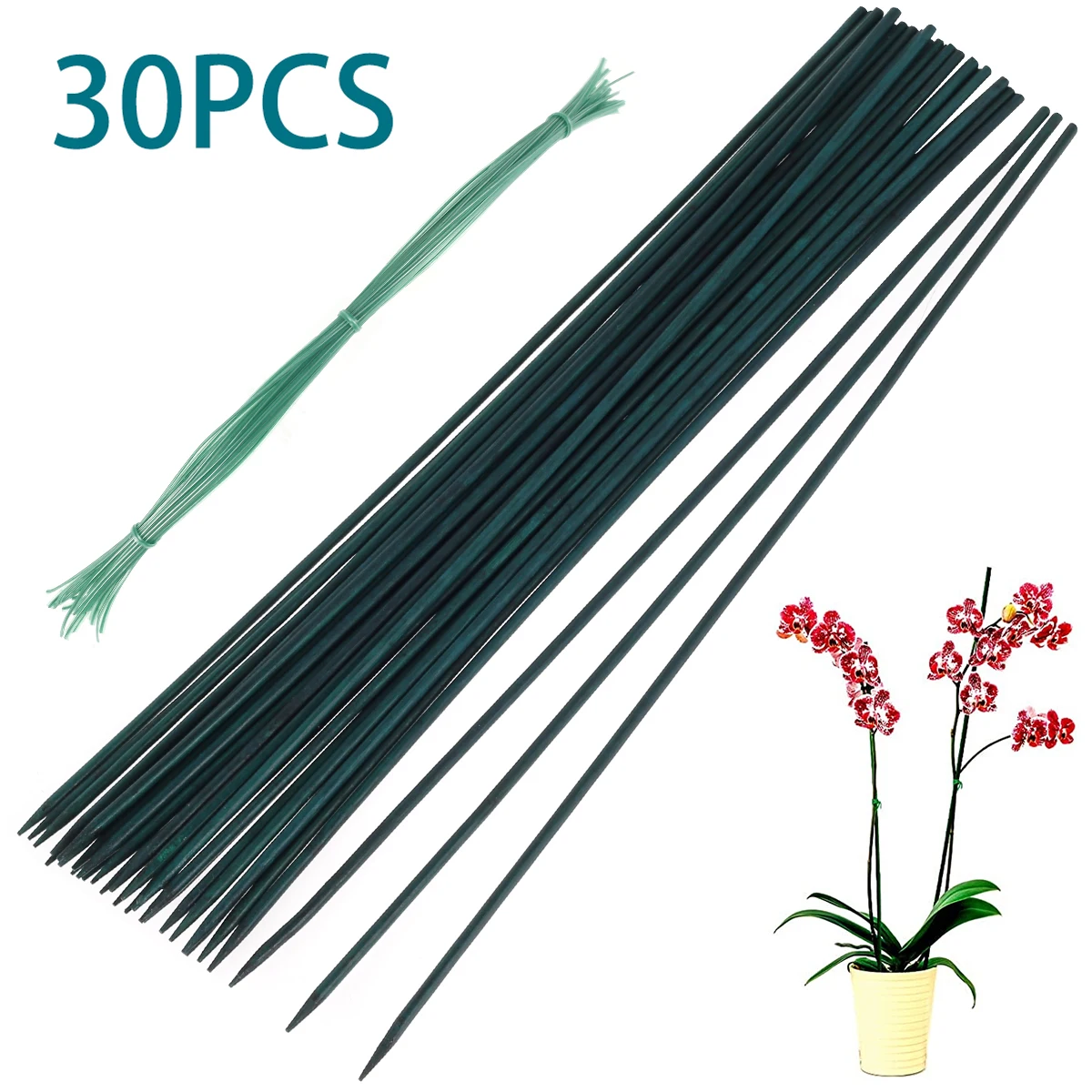 Bamboo Green Plant Support Sticks for Climbing Vines and Flowers
