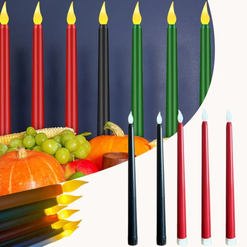 Remote Control LED Taper Candles Green Red Black