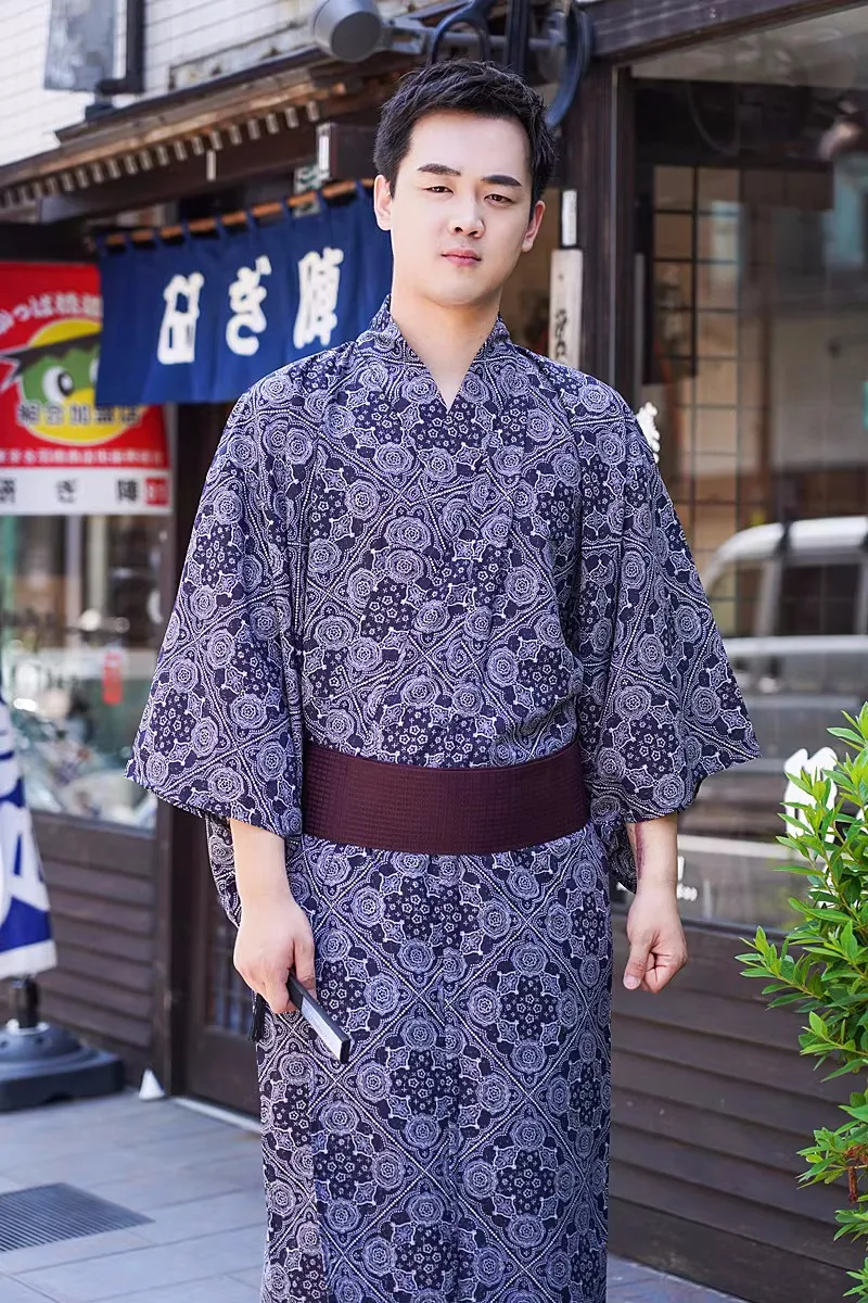 Japanese Men's Kimono Yukata Traditional Style Samurai Robe Cosplay Clothing Wrinkle-resistant fabric wicks sweat dries quickly